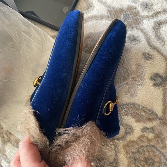 Authentic Gucci Softy Velvet Loafers Cobalt Blue size 36 - Picture 12 of 14